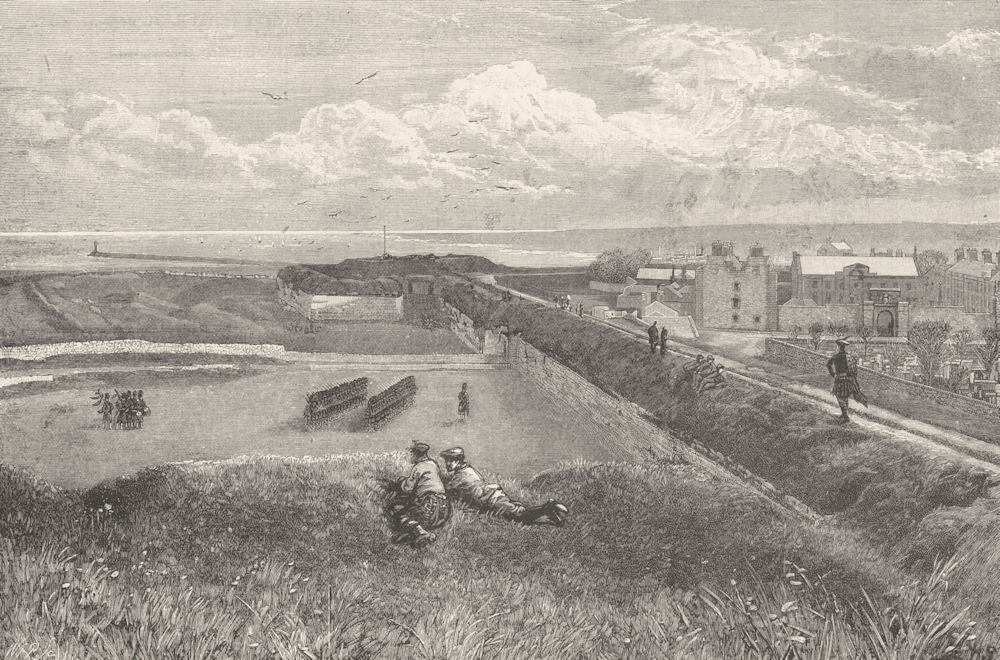 NORTHUMBERLAND. View from the Ramparts, Berwick 1901 old antique print picture